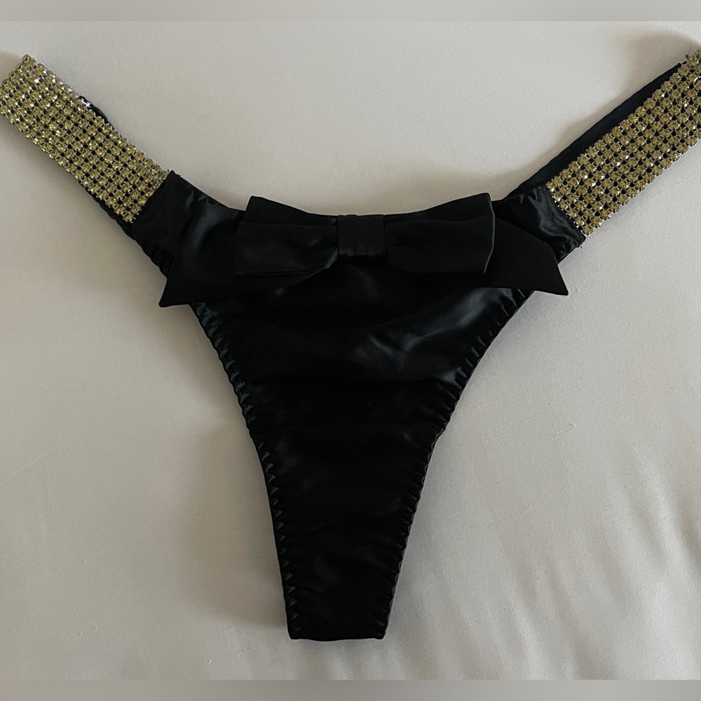 NWT Rare Victoria's Secret Black Mesh Bikini Bottom